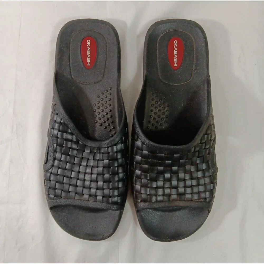 Okabash Men's Size XL (10.5-11.5) Slip on Sandals Black